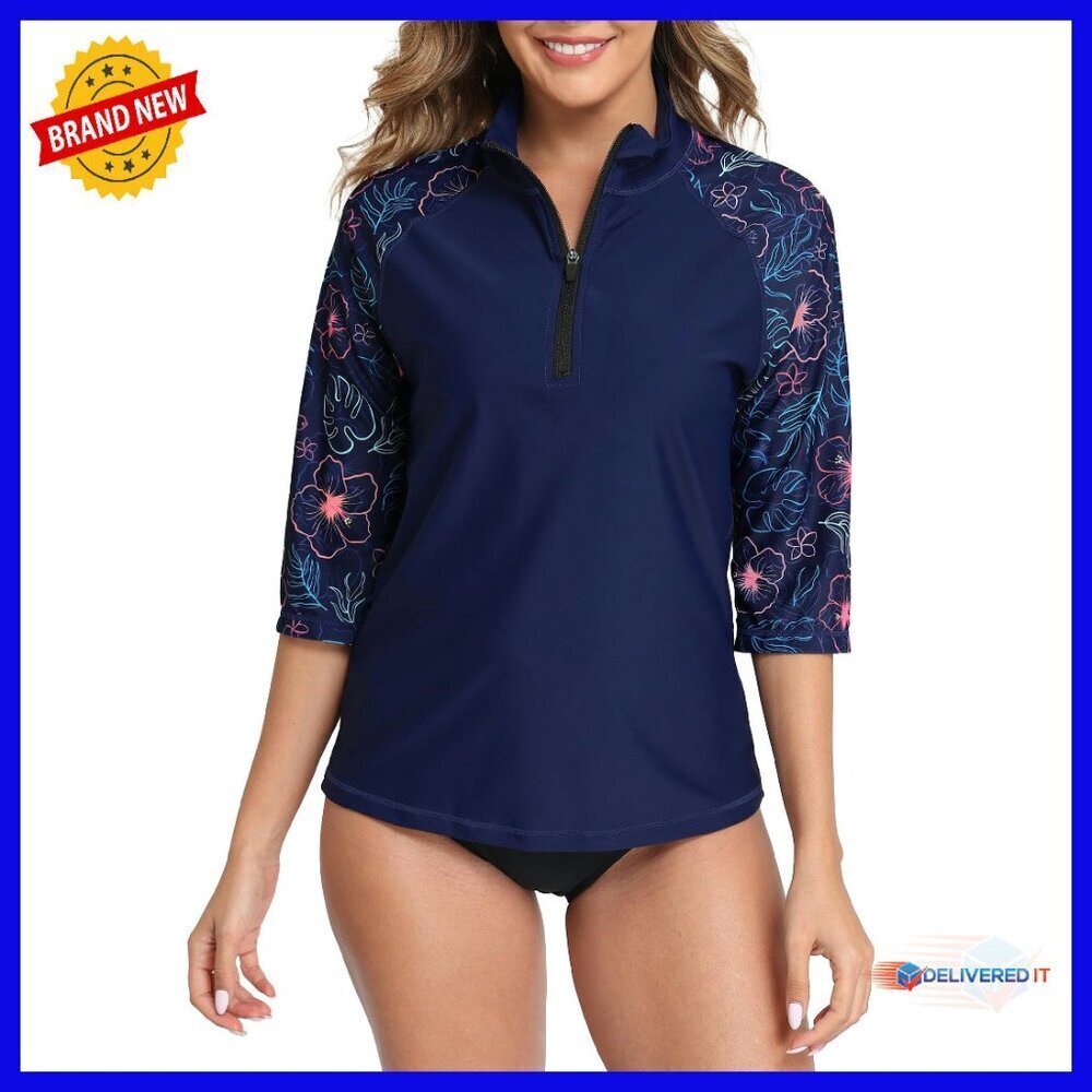 Women's 3/4 Sleeve Rash Guard Top UPF50+ Quick Dry Swim Shirt